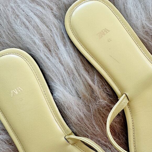 Zara Strappy Butter Yellow Minimal Sandals Size 41 (Approx US 10.5) - Picture 5 of 5